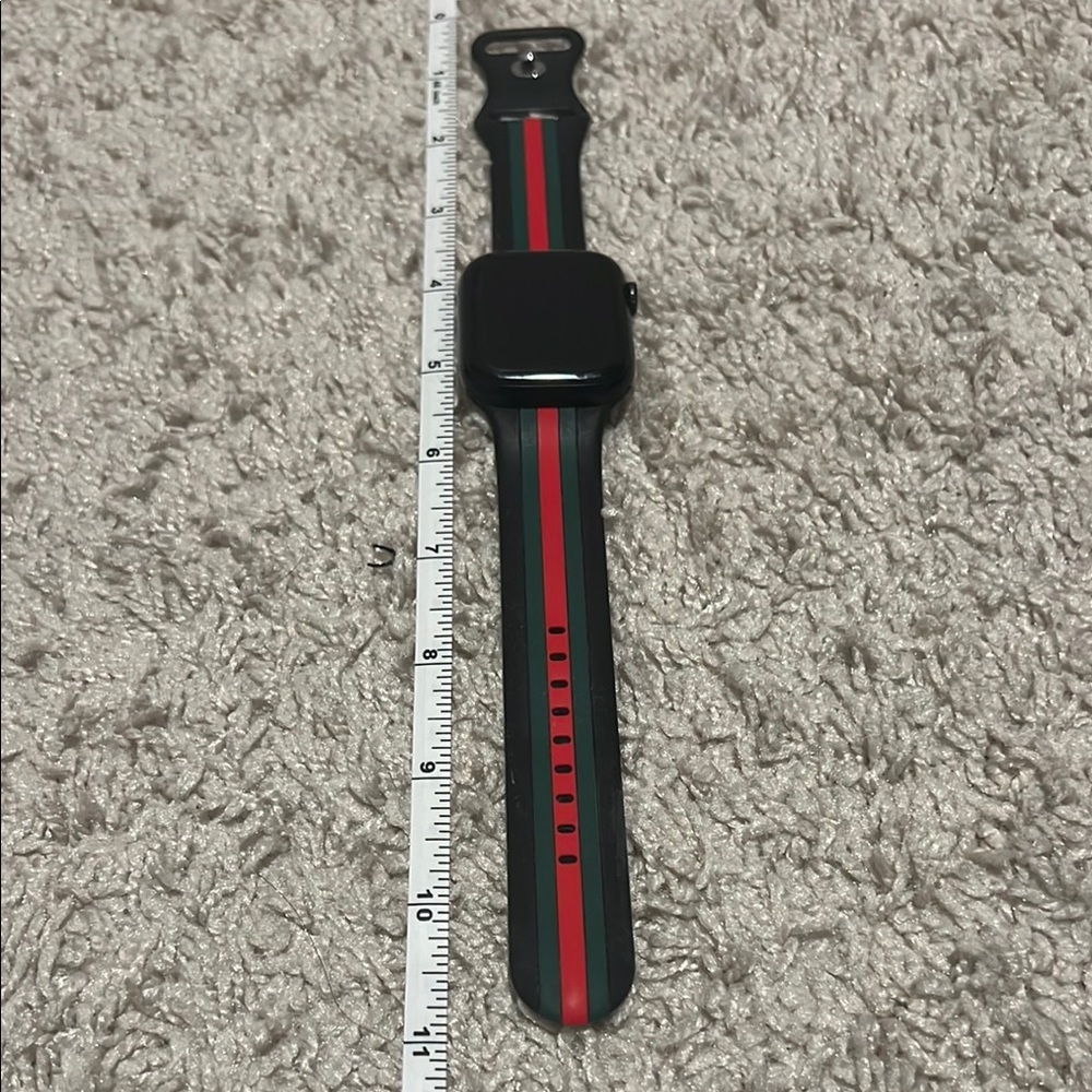 Black and Red Striped Apple Watch Band